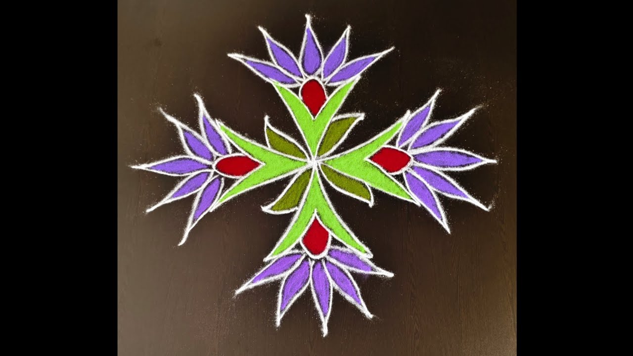 5*3 dots color rangoli design for beginners #easyandsimplerangolidesign #rangoli #dialyrangoli 