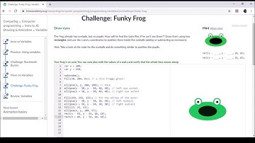 Challenge  Funky Frog   Variables   Intro to JS  Drawing & Animation   Computer programming   Comput