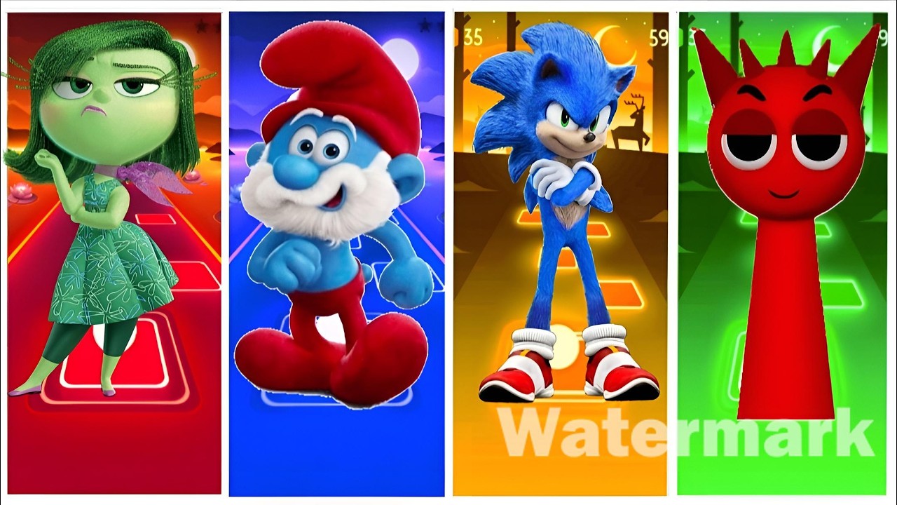 Wow🤩 Tiles hop Insiteout Smurfs Sonic Sprunki EDM RUSH Songs (Cover)#coffindance #sonic #sprunki