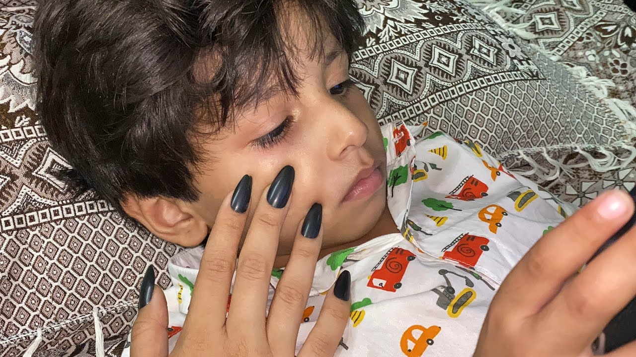 ASMR Scratching my brother 🫶 Long Nails Head Scratching and Back Scratching 