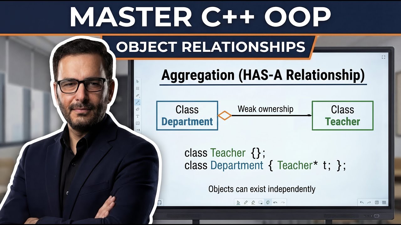 Lecture 20-1: OOP Aggregation Explained | Real-World Example in C++ ...