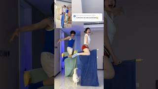 🐱Kitty watching a flying broomstick tutorial🧹🤣#behindthescenes #funny #couple #magic #tutorial
