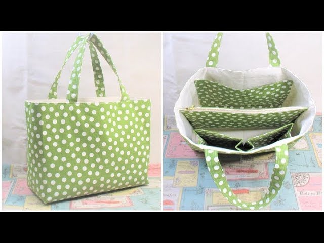 トートバッグ作り方 中仕切りファスナーポケット付き How To Make Tote Bag With Zipper Divider Youtube
