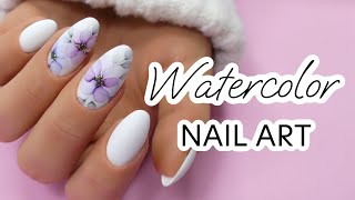 : Watercolor Nail Art  Flowers Painting