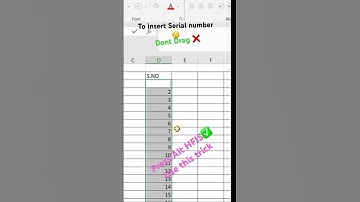 Excel Tips and tricks - To insert serial number - #exceltips #exceltutorial #exceltricks #msexcel