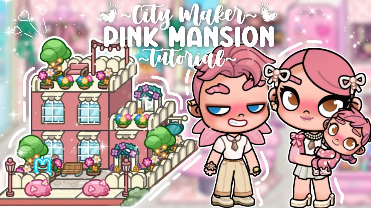 CITY MAKER PINK MANSION HOUSE DESIGN TUTORIAL * AVATAR WORLD CITY MAKER HOUSE IDEAS*