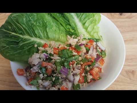 Easy to make Chicken larb with lettuce wrap