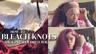 HOW TO BLEACH KNOTS ON A PRECOLORED WIG + 99J Curly Lace Front Wig Install ft. West Kiss Hair