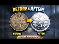 “Itna Ganda 5₹ Coin… 😳 | Before After Shocking Transformation!”#BeforeAfter#Satisfying#5RupeesCoin