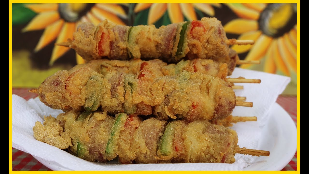 ESPETINHO DE LINGUIÇA EMPANADA SUPER FÁCIL E DE DAR ÁGUA NA BOCA