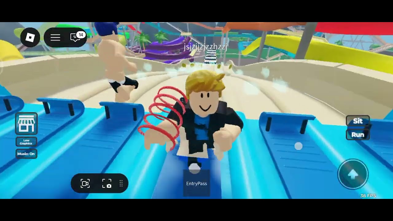 I am in bloxy water park in roblox 