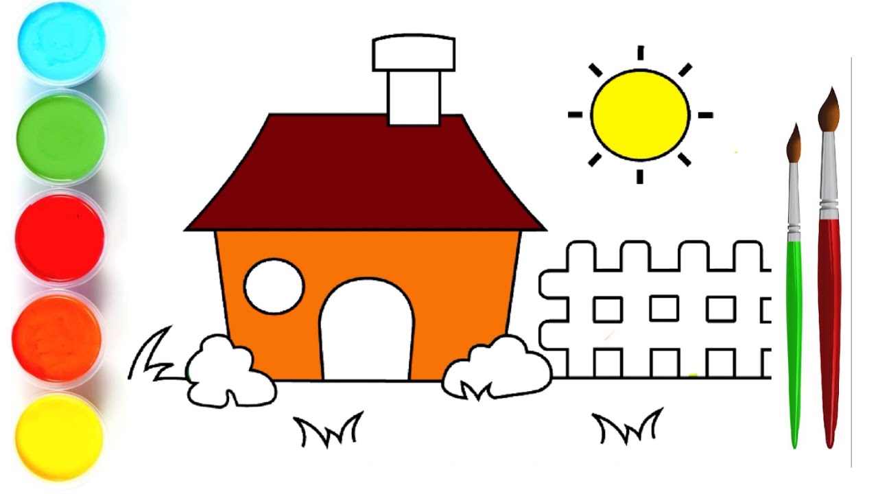 How To Draw A House For Kids And Toddlers Drawing And Painting House