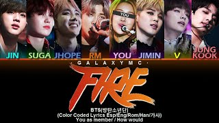 BTS(방탄소년단) 'FIRE(불타오르네)' (Color Coded Lyrics Esp/Eng/Rom/Han/가사) (8 MEMBERS ver.)【GALAXY MC】 Resimi