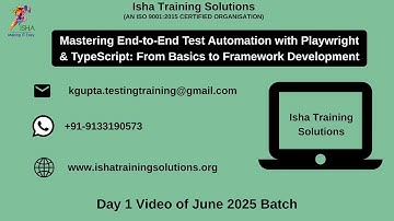Playwright with Typescript Day1 video on 24th June 2025.call/WhatsApp us on+91-9133190573 to enroll.