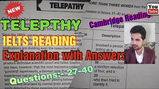 IELTS READING :- TELEPATHY (FULLY EXPLANATION ) MATCH THE SENTENCES & FILL IN THE BLANKS