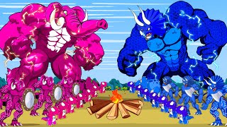 ELEPHANT MAMMOTH VS DINOSAURS TRICERATOPS, T-REX: Dinosaurs Animal Revolt Battle Simulator