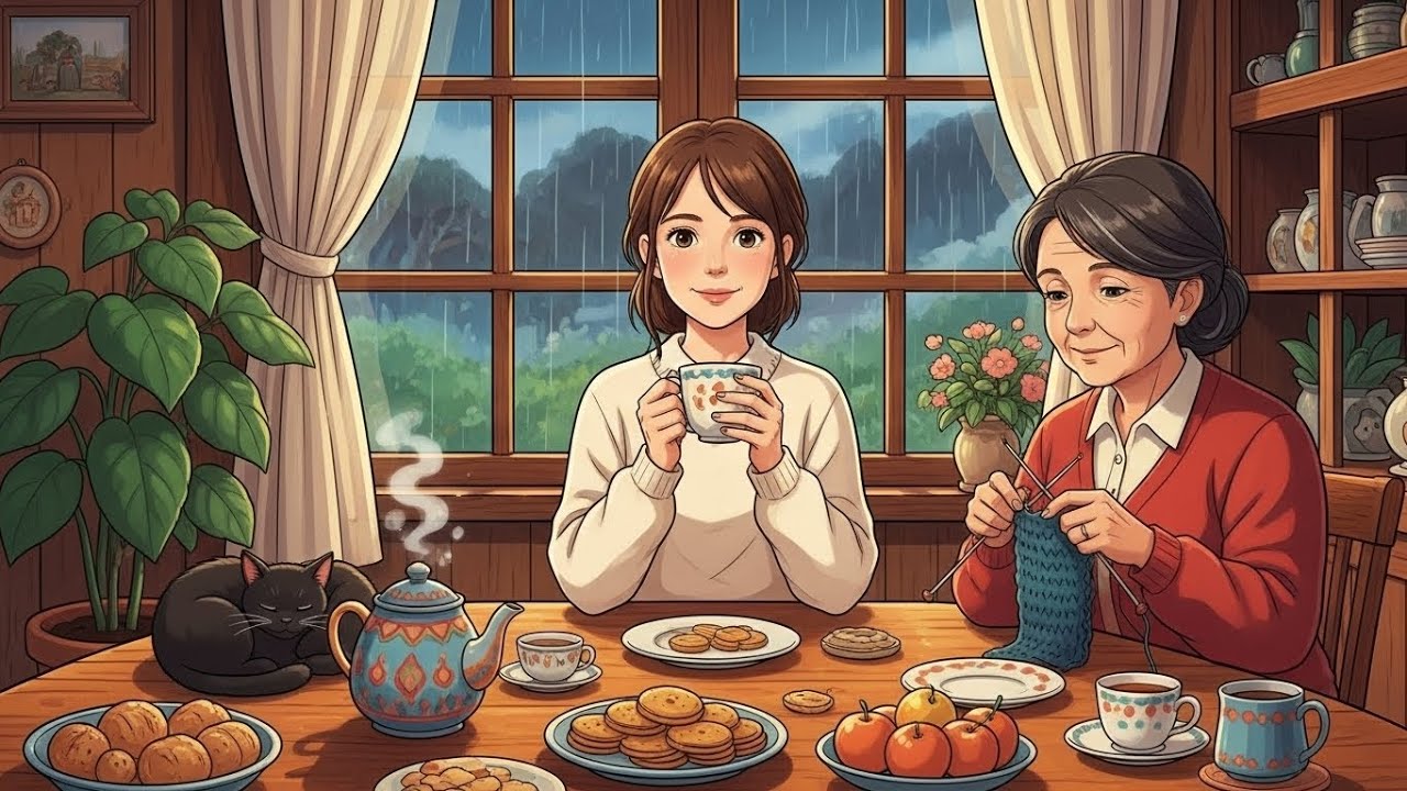 A Rainy Afternoon in the Old House | Hot Tea, Calm Thoughts, Slow Living 🌧️Ghibli-Inspired Animation