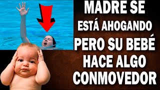 Madre Resbala, Cae En La Piscina y Empieza a Ahogarse. Su Bebit@ La Mira y Lo Que Hace Es Conmovedor