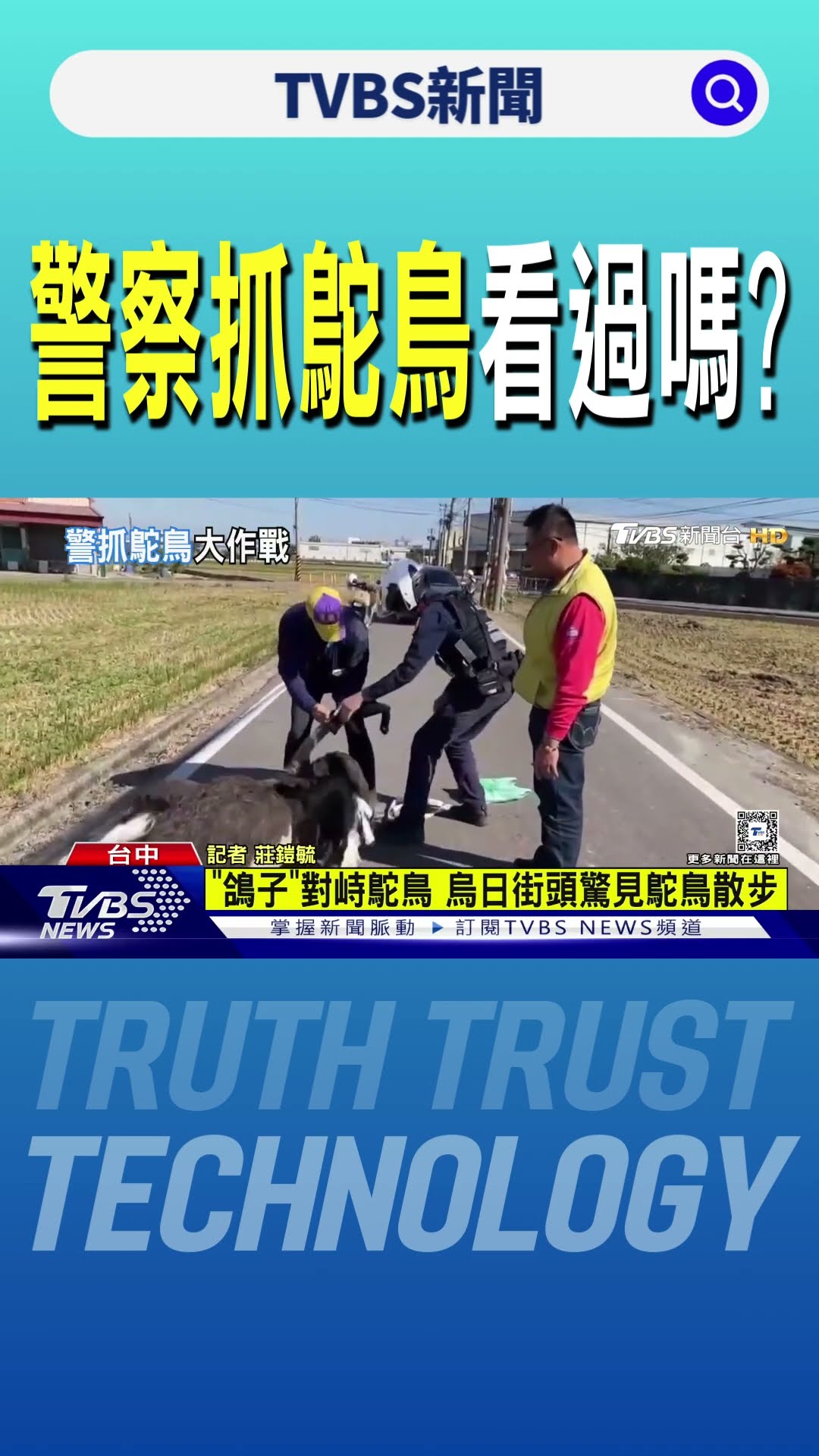 警察抓鴕鳥看過嗎?｜TVBS新聞 @TVBSNEWS01