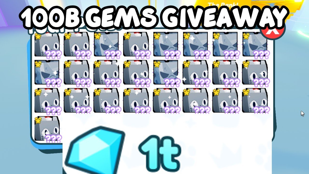 🔴Pet Simulator X 1T Gem Giveaway YouTube