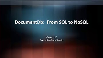 Journey from SQL to NoSQL with Azure Cosmos DB (formerly DocumentDb)