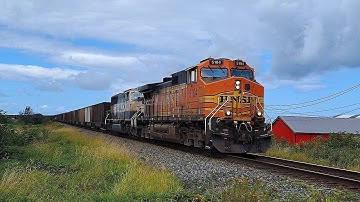 BNSF Coal Train Featuring BN Executive Mac Rolls Through Delta British Columbia Canada