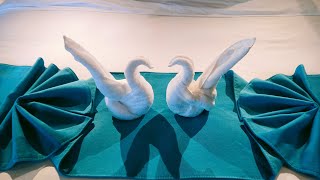 how to make towel folding twin bird 🐦 towel art||beautiful design origami||housekeeping#viralvideo