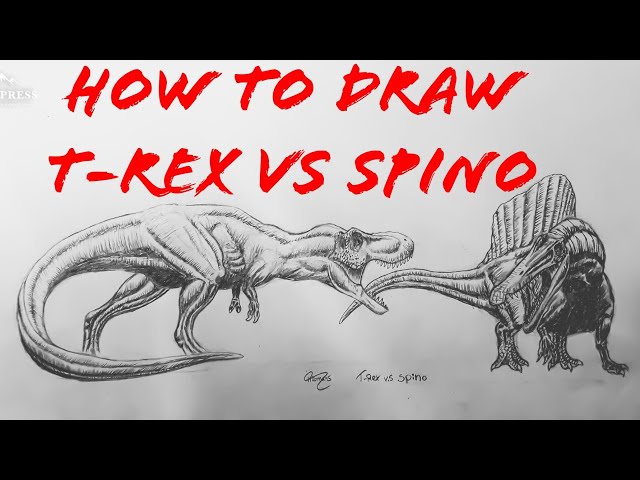 spinosaurus vs t rex drawing