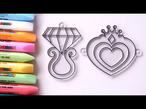 Tự làm móc khóa trang trí treo cặp, vẽ và tô màu kim cương, trái tim... DIY keychain