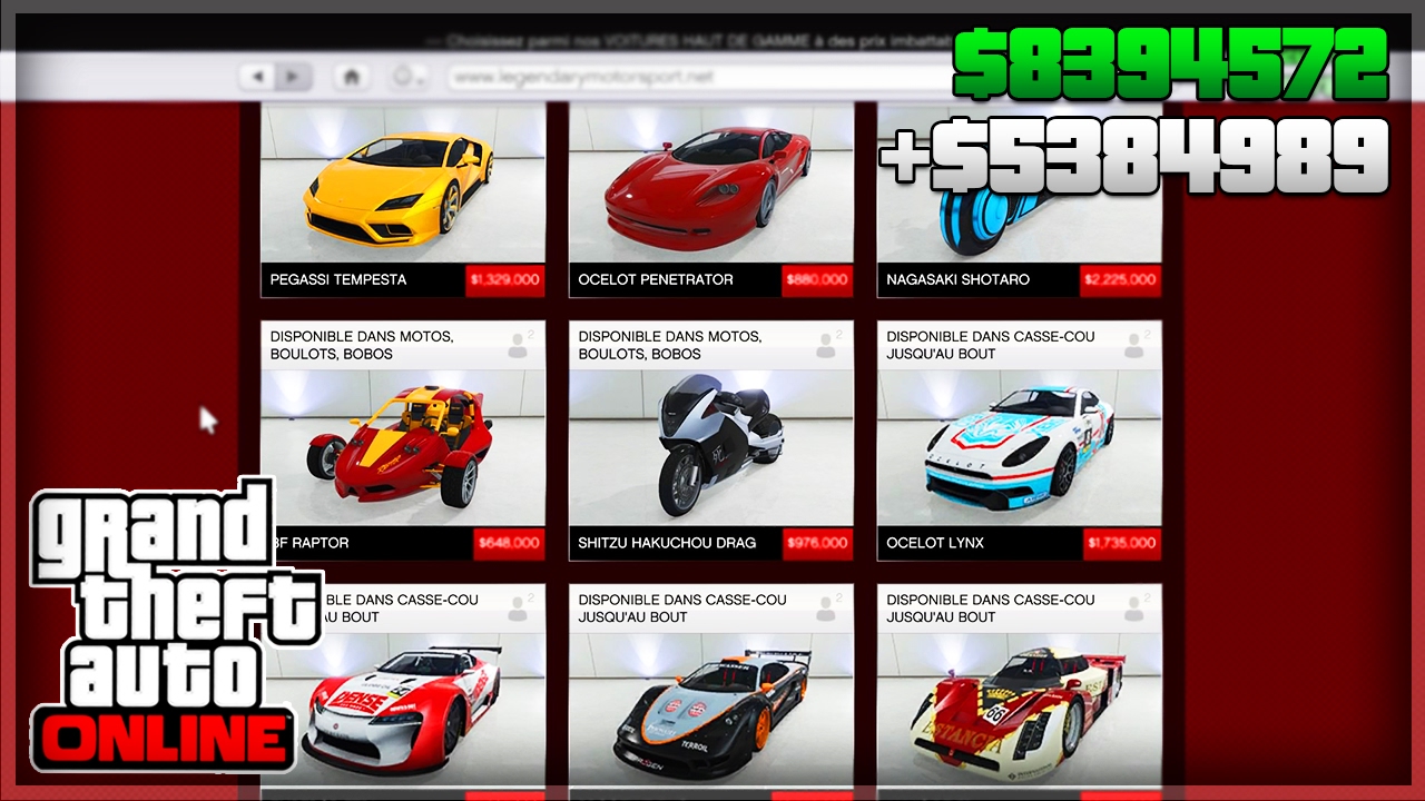 AVOIR TOUTES LES VOITURES GRATUITEMENT SUR GTA 5 ONLINE ! ARGENT