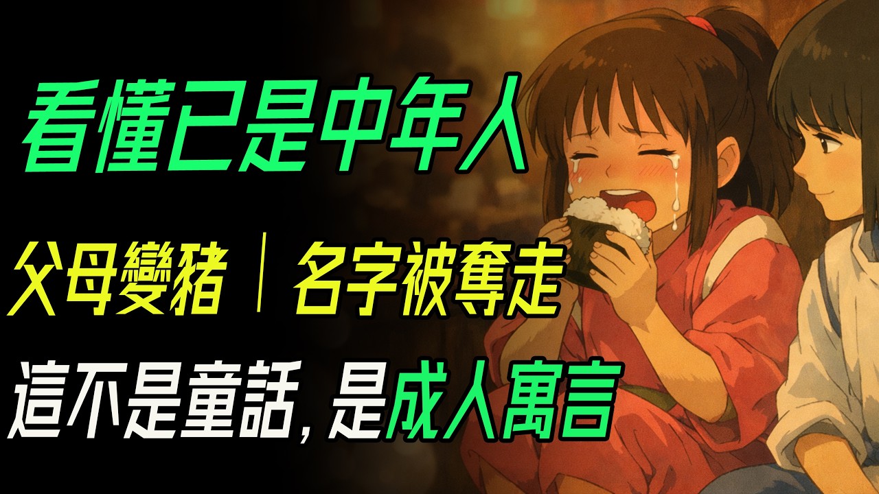 【看懂已是中年人】父母變豬、名字被奪走…《千與千尋》其實是成人寓言！#千與千尋 #神隱 #宮崎駿 #吉卜力 #成長 #初心 #名字 #迷失自我 #找回自己 #中年危機 #職場寓言 #孤獨 #告別