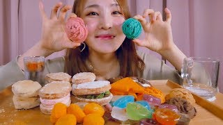 Eng sub 🎧 3D sound Sori-ara｜ jewelry candy , Dacquoise, Marshmallow, Scoop cookies Eating sounds