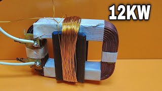 How i turn microwave copper coil into 220v 12000w electric generator