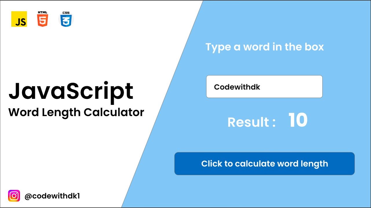 JavaScript Word Length Calculator | #javascript #calculator #video # ...