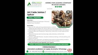 Urgent Hiring MV Cable Jointers for Saudi Arabia | Online Interview