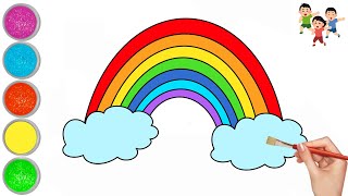 How to draw a Rainbow and clouds 🌧️ 🌈| Rainbow Heart Drawing and Painting for Kids | #rainbow #heart