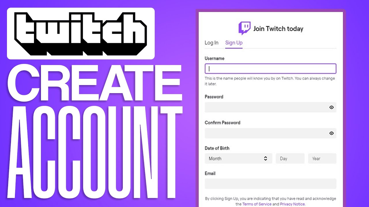 Creating an Account with Twitch