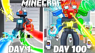 I Survived 100 Days As An Elemental Cameraman In Hardcore Minecraft!