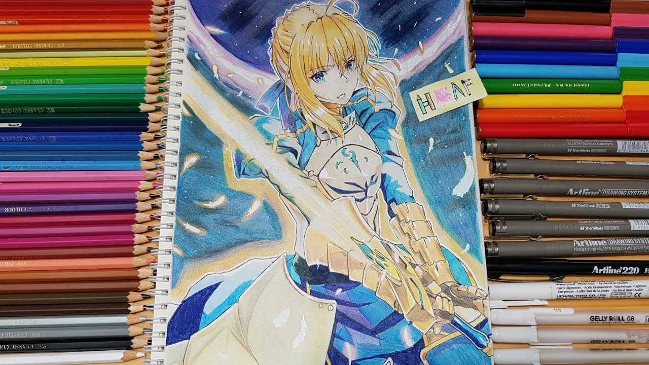 DRAWING - Saber Arturia Pendragon [Fate/Stay Night] | HoaF Art - YouTube