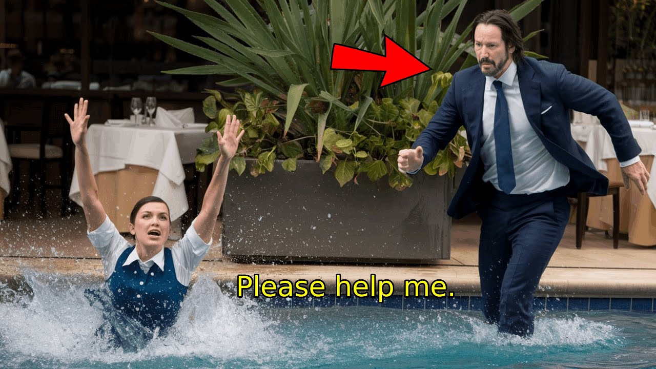 Waitress Pushed Into Pool, Everyone Laughed, Then Keanu Reeves Steps in, Left Everyone Speechless!
