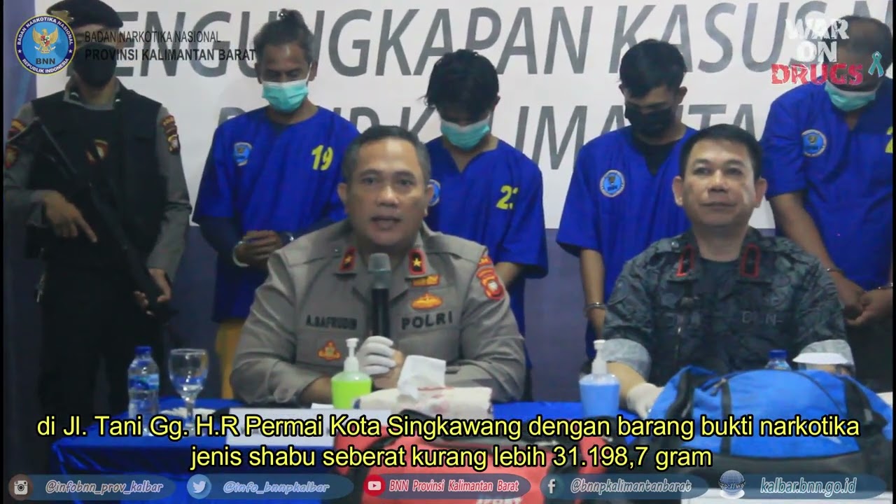 KERJASAMA BNNP KALBAR, POLDA KALBAR SERTA KANWIL BEA DAN CUKAI KALBAGBAR AMANKAN 31KG SHABU
