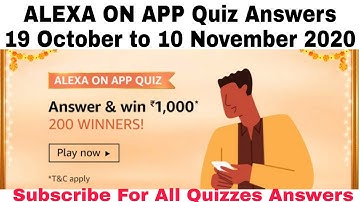 Amazon Alexa On App Quiz Answers || Win- Rs 1,000 Pay Balance ||