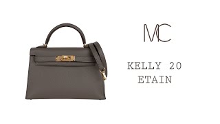 Hermès Mini Kelly 20 Etain Epsom PHW