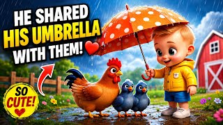 He Shared His Umbrella With Them! 🥺❤️ Kindness Story #kids #cartoon 