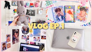 vlog ep 1: wall decor, unboxing, decorating kpop photocards and more 🍡