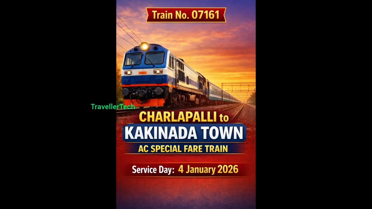 "Charlapalli to Kakinada Town AC Special | Train No.07161 Service & Route info