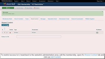 RSMembership! K2 restrictions