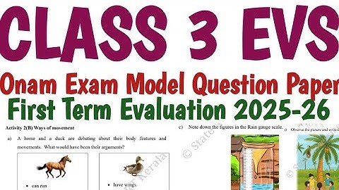 Class 3 EVS Onam Exam Model Question Paper First Term Evaluation 2025-26