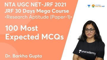 100 Most Expected MCQs | Research Aptitude (Paper-1) | NTA UGC NET-JRF 2021 | Dr. Barkha Gupta