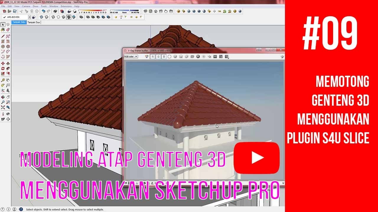 Tutorial SketchUp 09 Memotong Genteng 3D Menggunakan S4u Slice